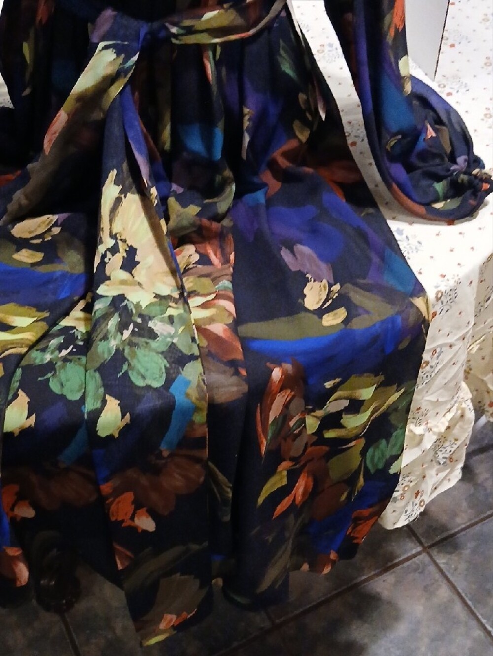 Alex Marie Navy Maxi Dress with Green, Brown & Blue Floral Print - Picture 7 of 16